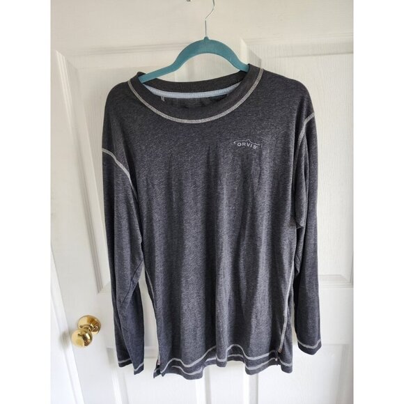Orvis Trout Bum Men's Long Sleeve T Shirt Gray Medium - Picture 1 of 8